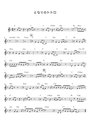 龍貓 (となりのトトロ) – 久石讓 Sheet Music for Saxophone alto