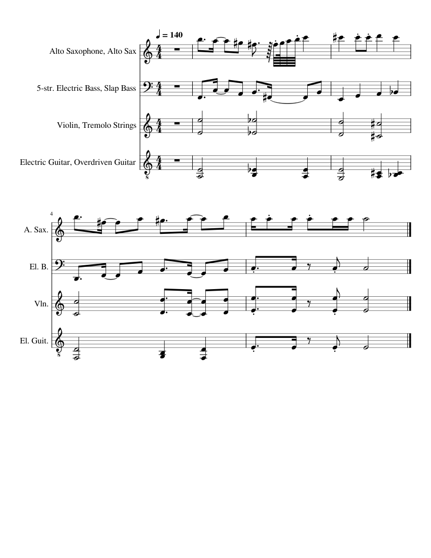 Big Rock Finish H - Rhythm Heaven DS Sheet Music for Saxophone alto ...