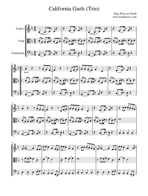 California Gurls (Arr. KoaliMusic) - Katy Perry Featuring Snoop Dogg (String Ensemble)