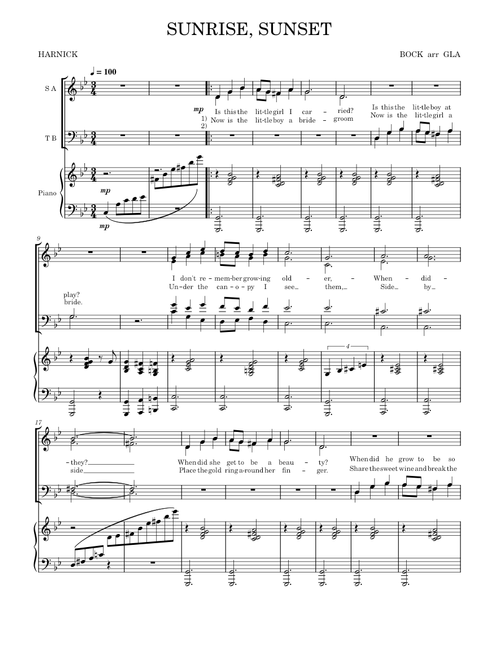 Sunrise, Sunset – Sheldon Harrick, Jerry Bock SUNRISE,SUNSET