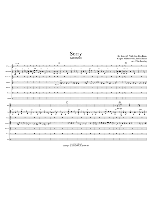 Sorry - Unplugged/live (Arr. Frits Renting) - Jan R Haker, Niels Van Den Berg, Eloi Youssef (Percussion Ensemble)