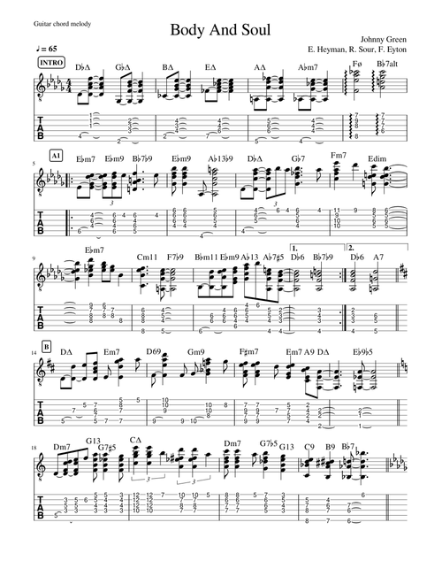 Body And Soul (guitar chord melody)