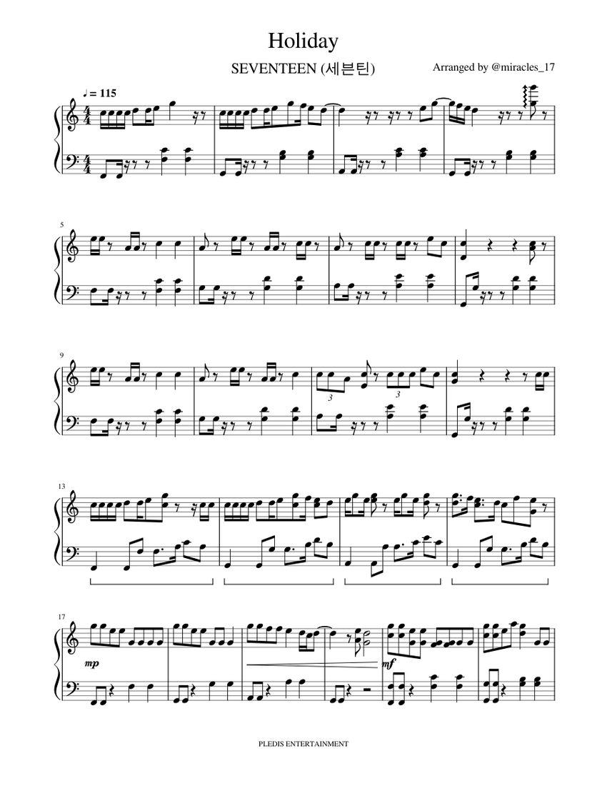 SEVENTEEN - Holiday Sheet Music for Piano (Solo) | MuseScore.com