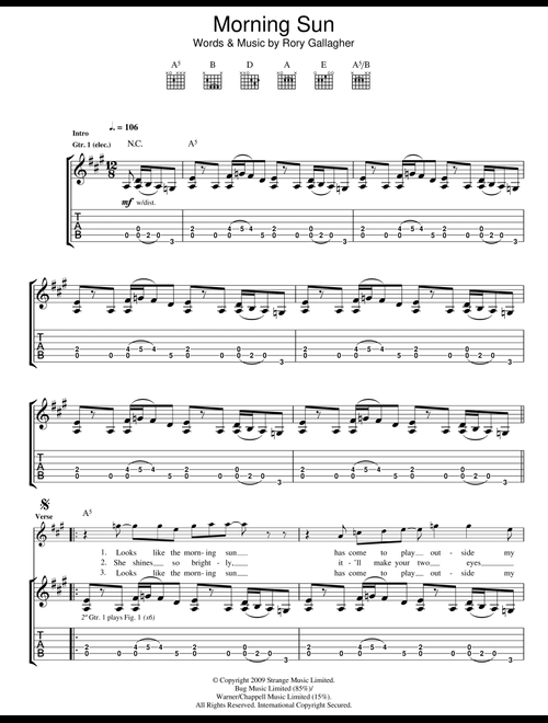 Morning Sun - Taste, Rory Gallagher (Guitar Tab)