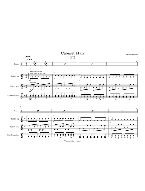 Cabinet man – Lemon Demon (Full transcription, WIP)