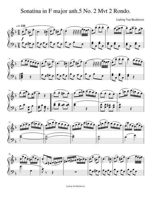 Sonatina in F major anh.5 No. 2 Mvt 2 Rondo.