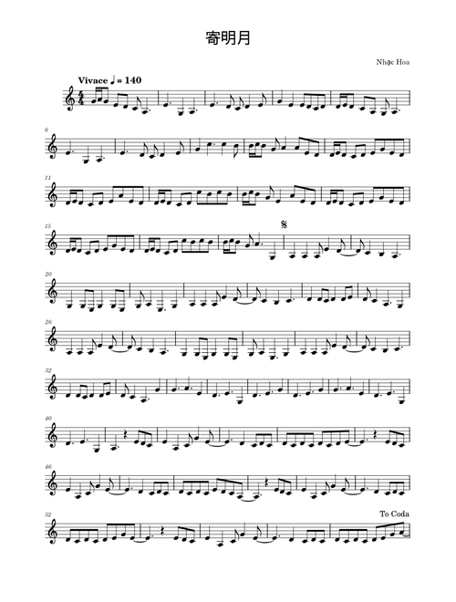 Ký Minh Nguyệt - Tone Am – Nhạc Hoa