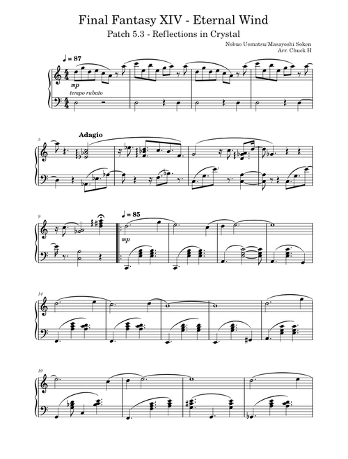 FFXIV piano sheet music by mdgalldvm | Play, print, and download