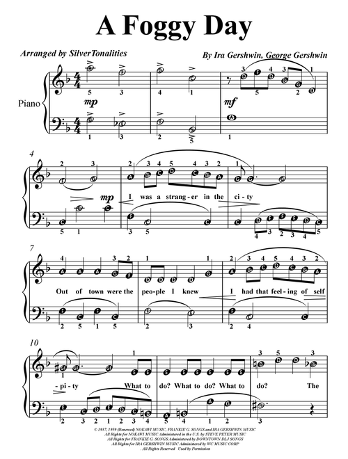 A Foggy Day (In London Town) (Arr. SilverTonalities) - Ira Gershwin, George Gershwin (Easy Piano)