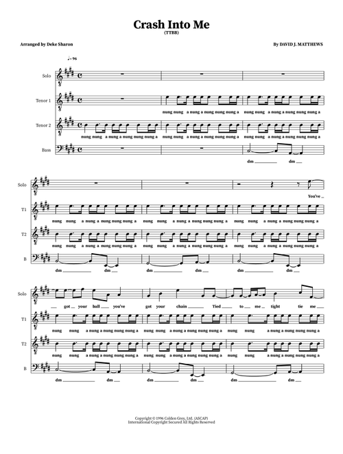 Crash Into Me (Arr. Deke Sharon) - Dave Matthews Band (Choral, TTBB)