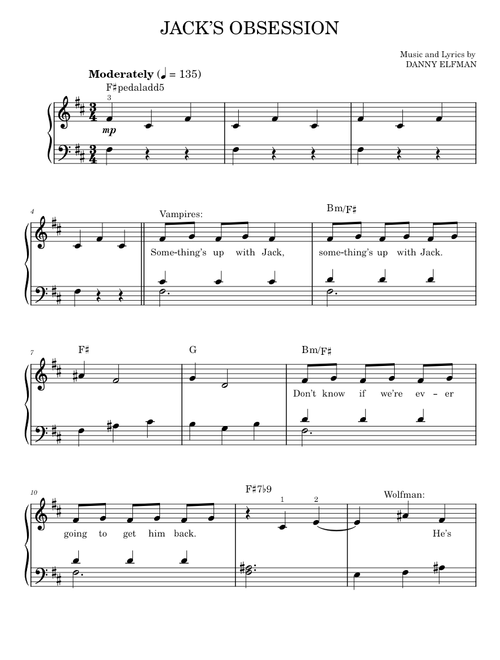 Jack's Obsession (from The Nightmare Before Christmas) - Danny Elfman, The Nightmare Before Christma (Easy Piano)