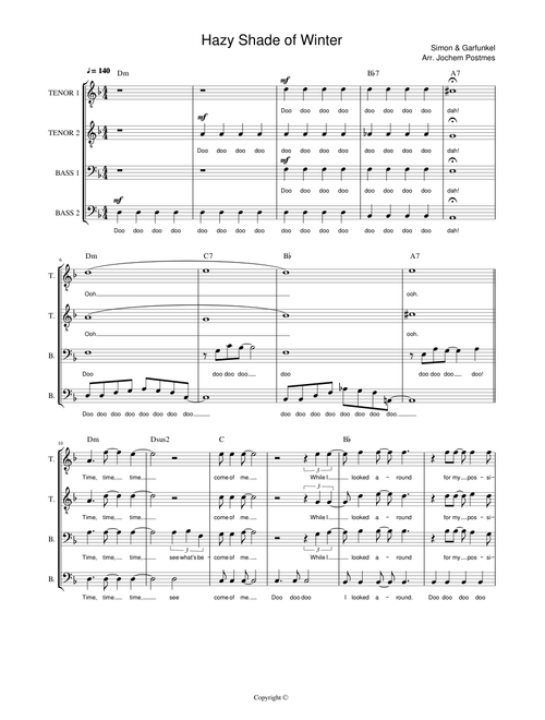 Simon & Garfunkel - A Hazy Shade of Winter (TTBB)