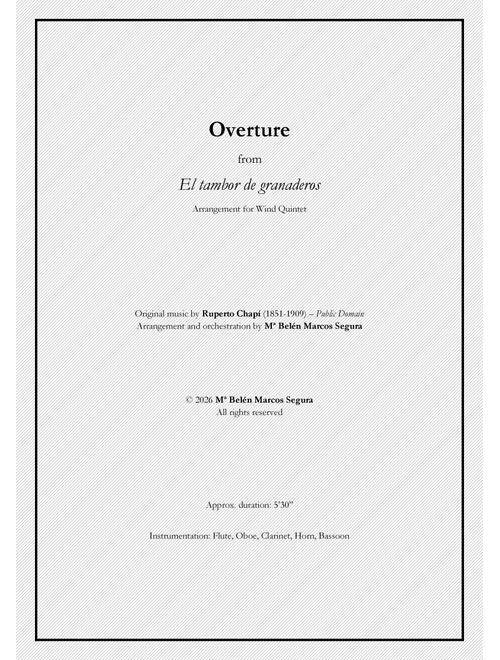 Overture from El tambor de Granaderos (Arr. M Belen Marcos Segura) - Ruperto Chapi (Woodwind Ensemble)