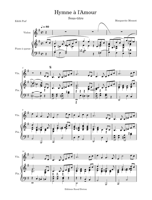 Hymne à l'amour – Édith Piaf Hymne à l'Amour