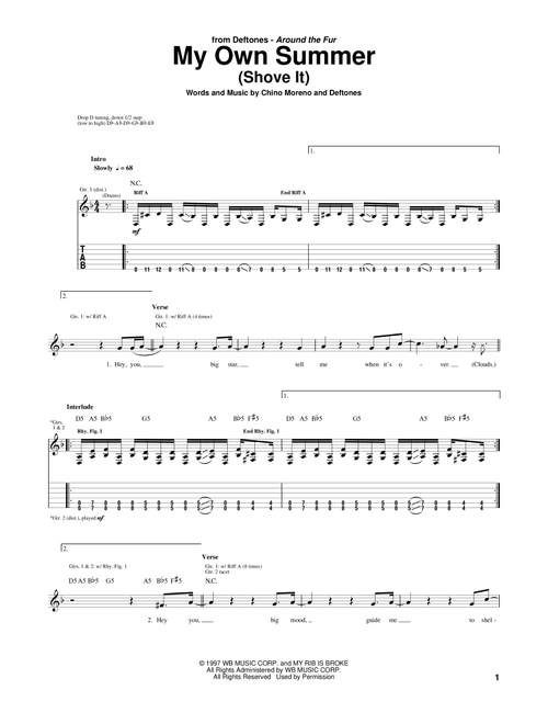 My Own Summer (Shove It) - Deftones (Guitar Tab)