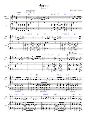 マーチング楽譜　ハッピー Happy – Pharrell Williams HAPPY Sheet Music for Trombone