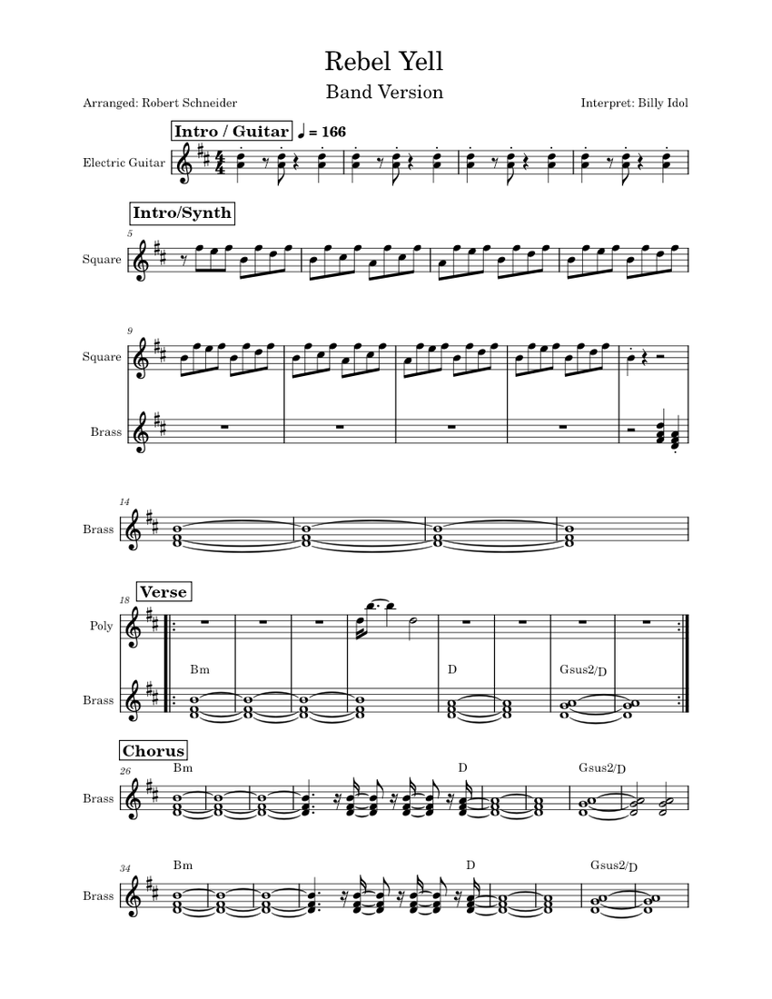 Rebel yell – Billy Idol Sheet Music with Chords for Guitar