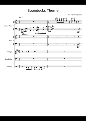 Boondocks Theme Sheet Music and Tab for Piano, Organ, Bass guitar, Drum ...