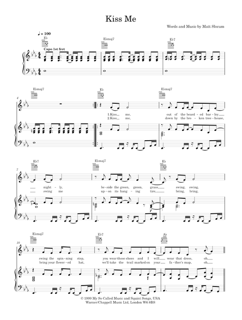 Kiss me - Sixpence None the Richer (Piano-Voice-Guitar)