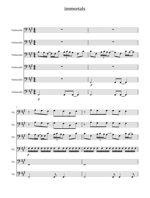 Immortals (For 6 Cellos)