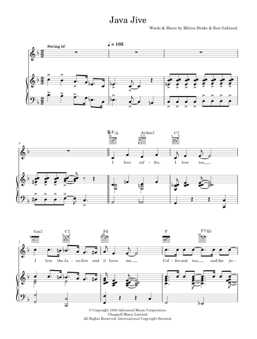 Java Jive - The Ink Spots (Piano-Vocal-Guitar (Piano Accompaniment))