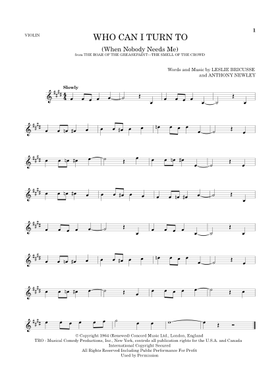 Free Who Can I Turn To (When Nobody Needs Me) by Anthony Newley