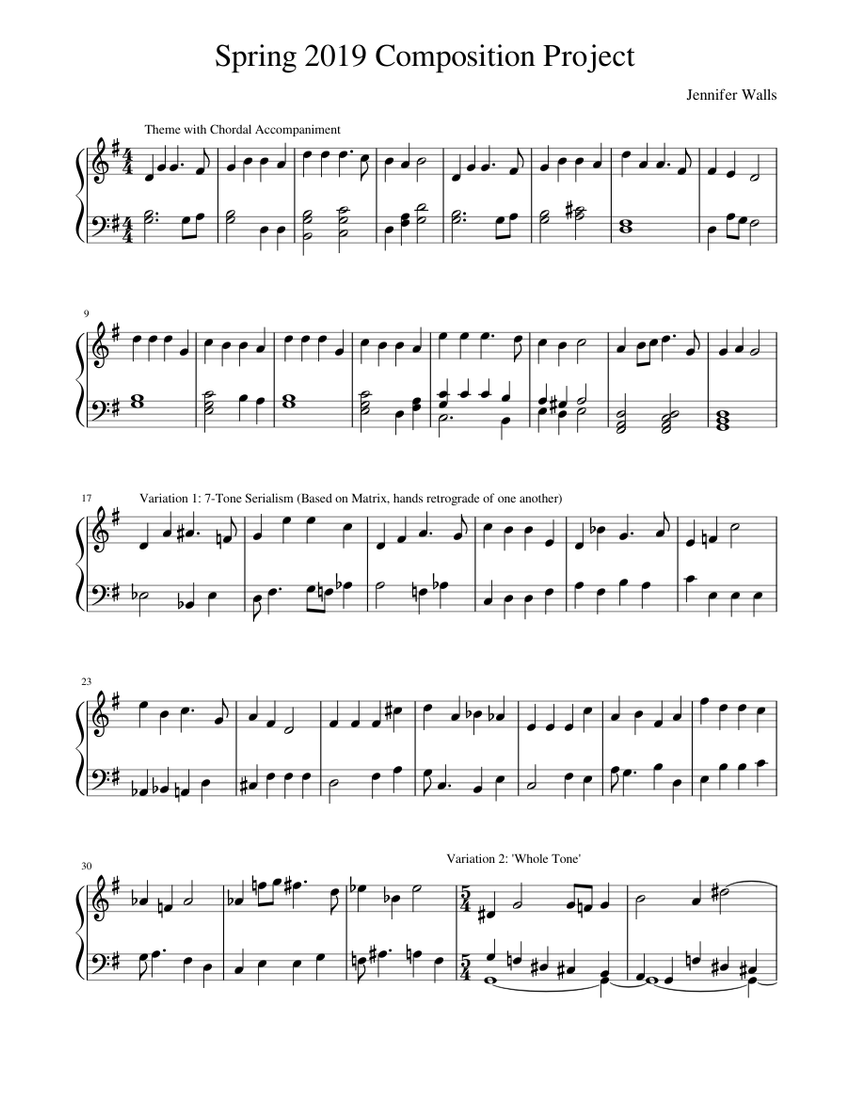 Spring 2019 Composition Project FINAL DRAFT Sheet Music for Piano (Solo ...