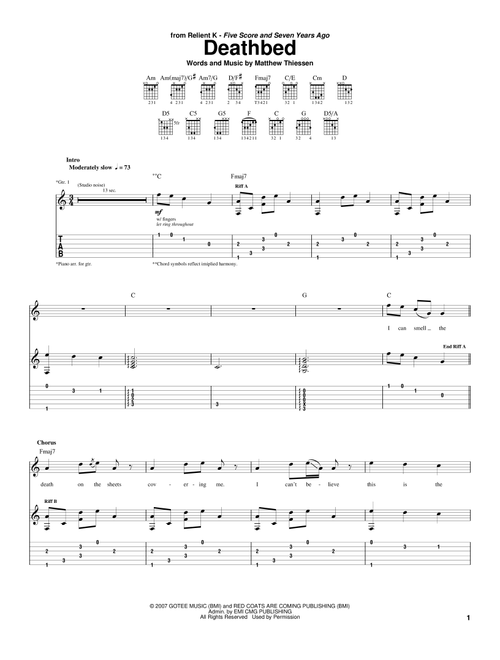 Deathbed - Relient K (Guitar Tab)