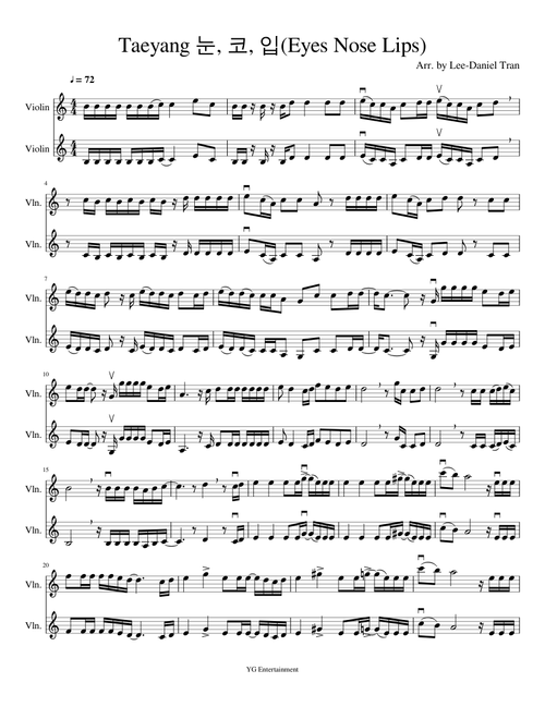 TAEYANG - 눈,코,입 (EYES, NOSE, LIPS) For Two Violins & Piano Acc.
