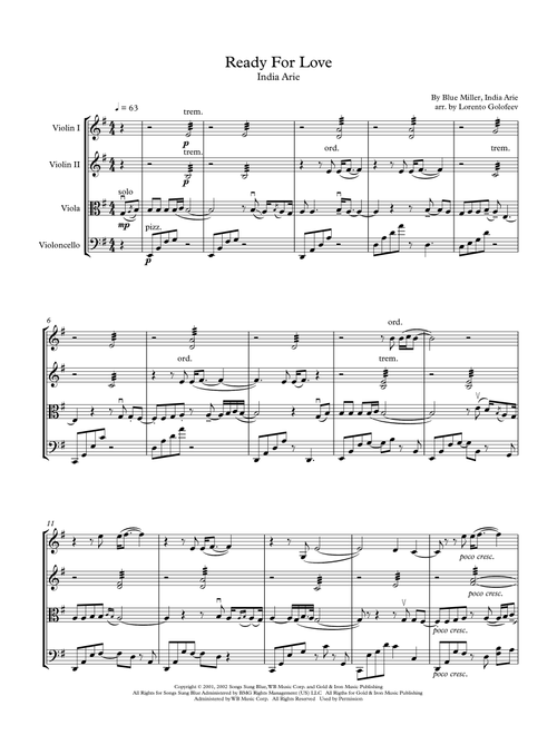 Ready For Love (Arr. Lorento Golofeev) - India Arie (String Quartet)