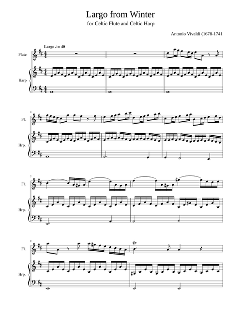 Vivaldi - Largo from Winter, for Celtic Flute and Celtic Harp