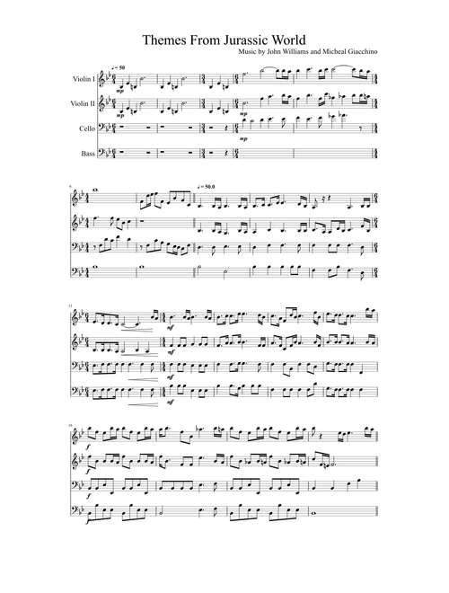 Jurassic Park ( violin x 2 + cello +bass)