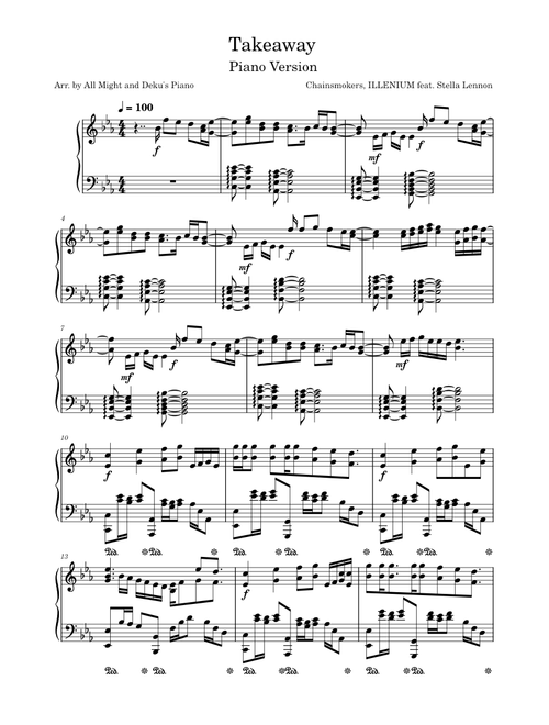 Takeaway – The Chainsmokers (Piano Version Re-Upload)