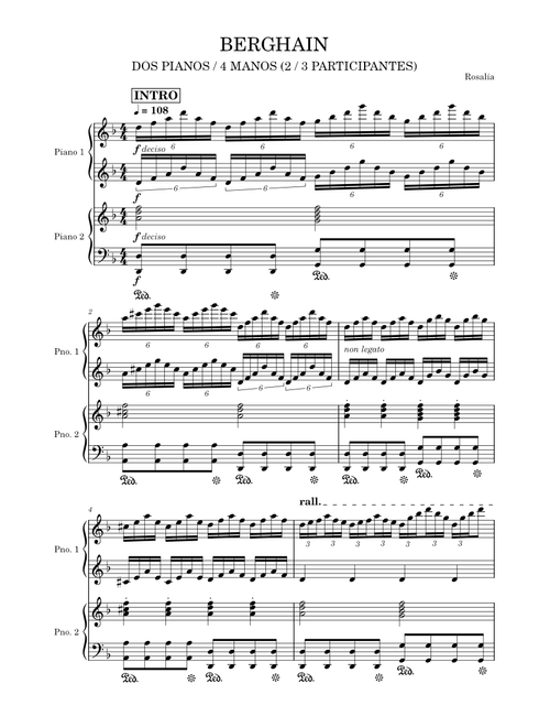 Berghain (versión para dos pianos o cuatro manos) – Rosalía