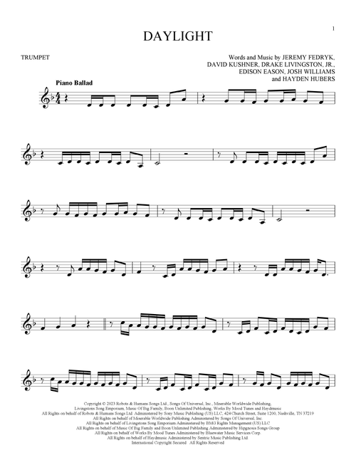 Daylight - David Kushner (Trumpet Solo)