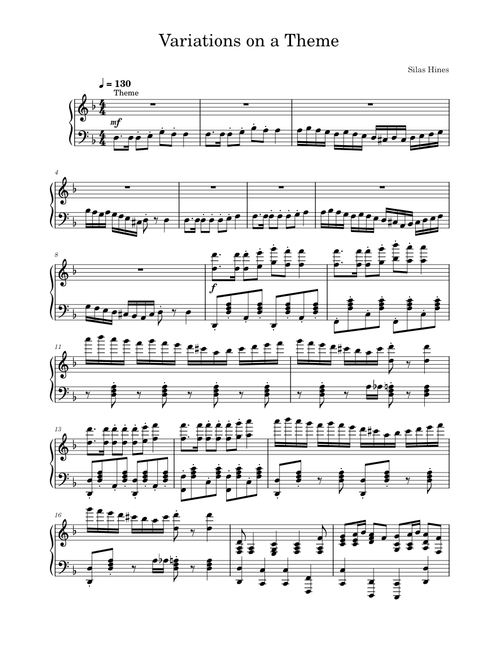 Variations on a Theme - Silas Hines Op. 8