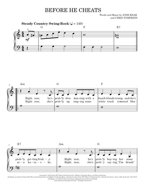 Before he cheats - Carrie Underwood (Easy Piano)