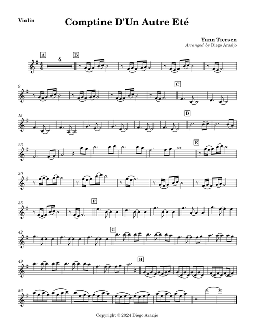 Comptine D'Un Autre Eté - violin