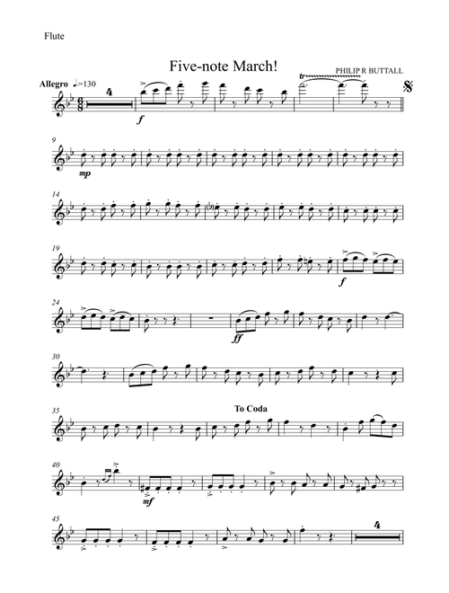 Five-note March! (Wind Quintet) - Set of Parts [x5] - Philip R Buttall (Woodwind Ensemble)