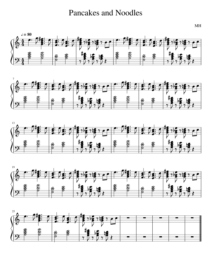 Pancakes and Noodles (Piano Chords) Sheet music for Piano (Solo