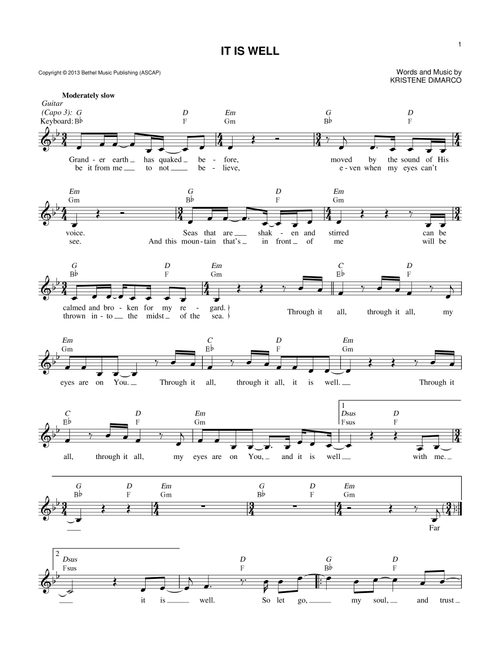 It Is Well - Bethel Music (Lead Sheet - Fake Book)