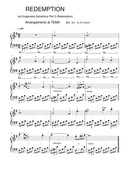 REDEMPTION da Exogenesis Symphony Part 3 Redemption VARIAZIONE AL TEMA Arr. by D Ostuni