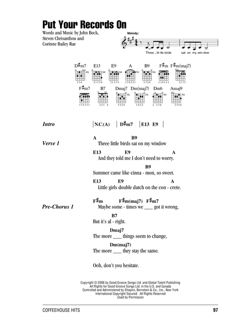 Put Your Records On - Corinne Bailey Rae (Guitar Chords-Lyrics)