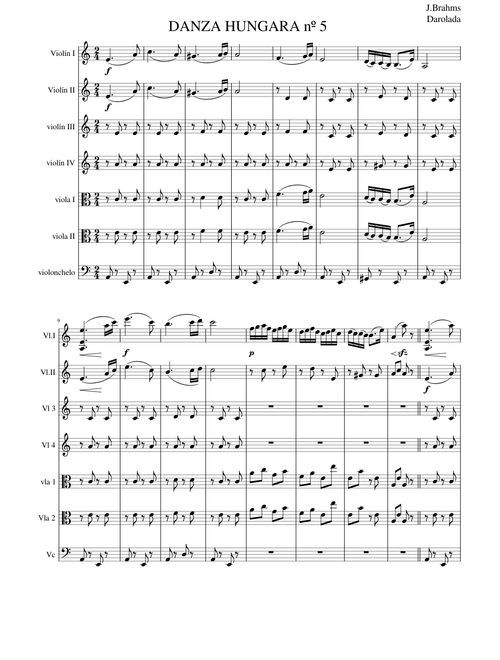 Danza hungara nº5.Gran orquesta de cámara.Brahms