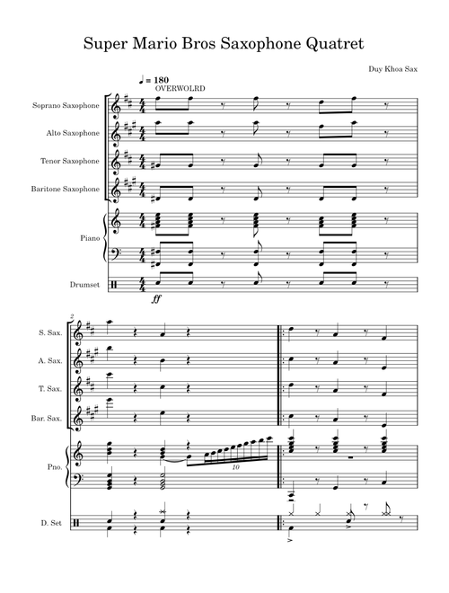Super Mario Bros Sax quatret by Duy Khoa Sax
