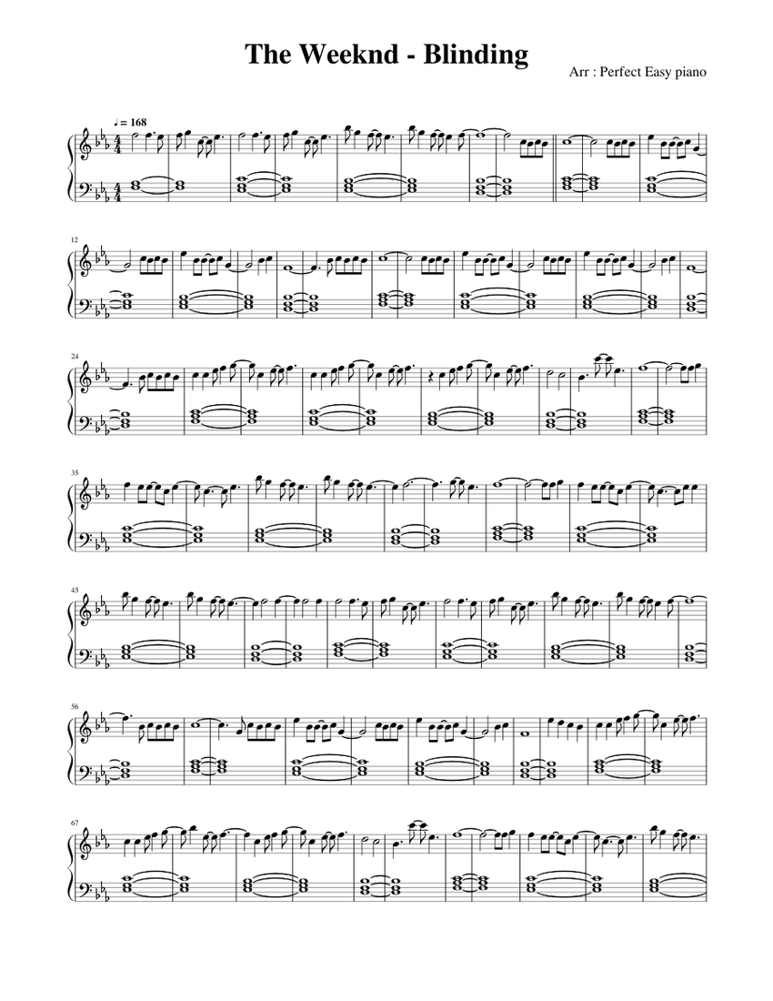 The Weeknd - Blinding Lights Sheet Music for Piano (Solo) easy ...