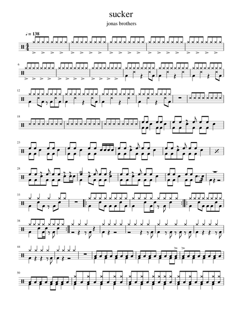Sucker - Jonas brothers - drum sheet