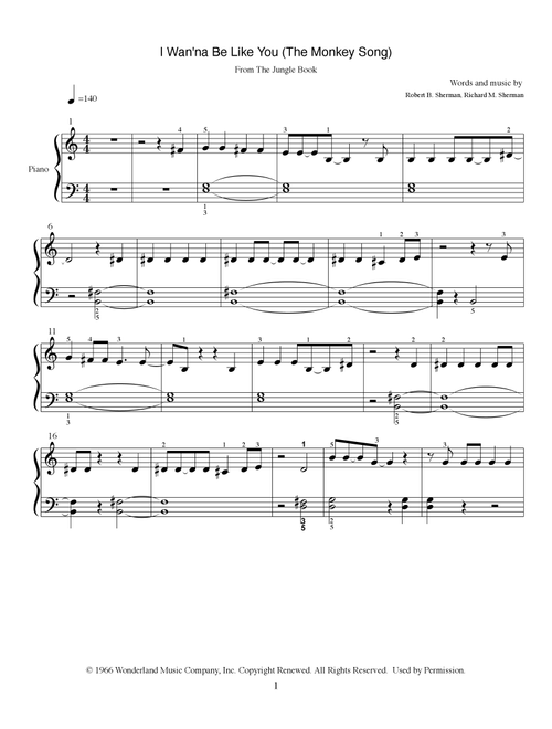 I Wan'na Be Like You (The Monkey Song) (Arr. Joanna Vasanth) - Richard M Sherman, Robert B Sherman (Piano Solo)