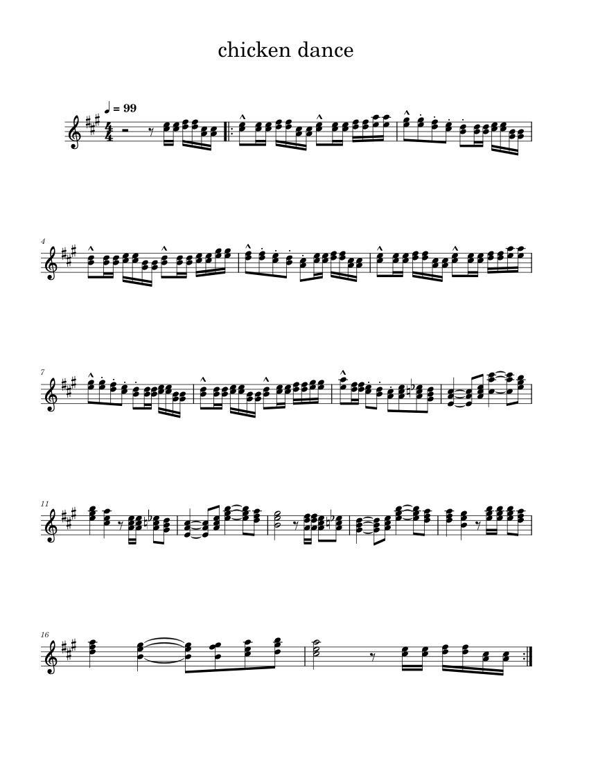 Alto sax chicken dance Sheet music for Saxophone alto Solo Musescore