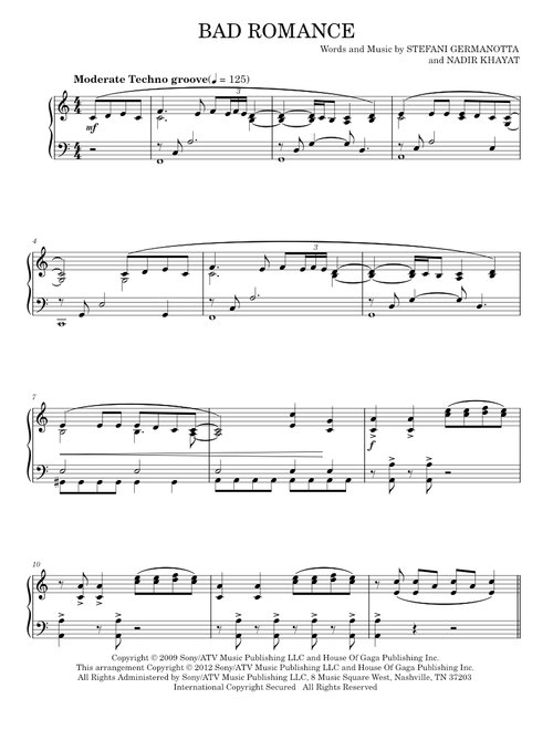Bad Romance - Lady Gaga (Piano Solo)